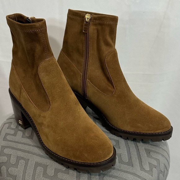 Coach Brown Heeled Boots with Suede Finish - Picture 1 of 5